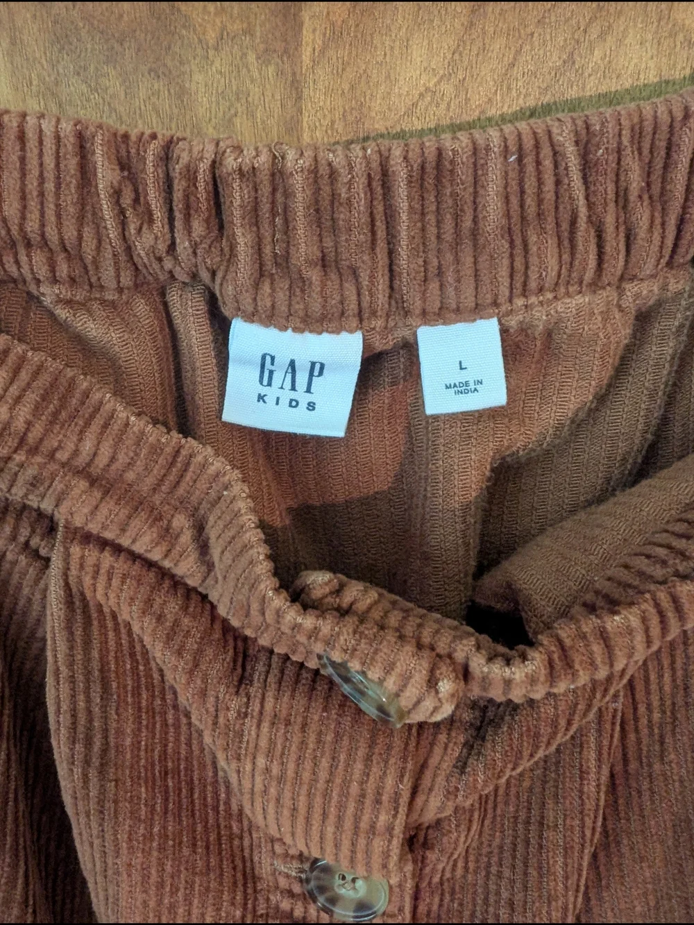 GAP Girls Sable Brown Corduroy Button-Front Mini Skirt L 10/12